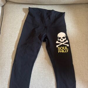SoulCycle Black Leggings with Skull Design